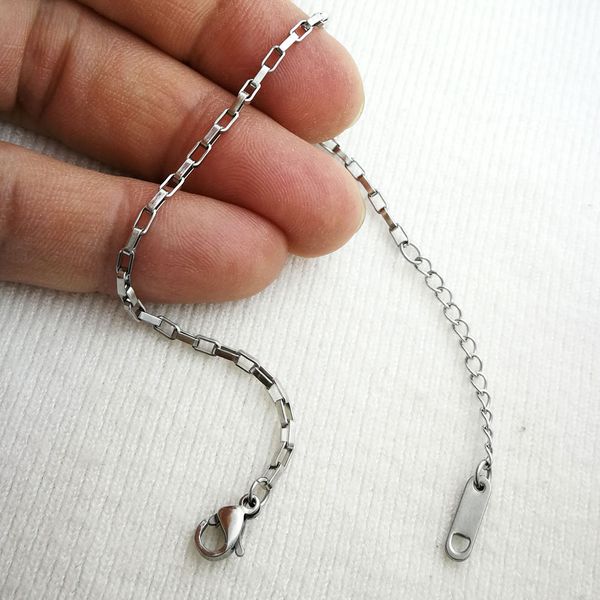 

stamp s925 silver tone women lady girl stainless steel link bracelet anklets jewelry adjustable 19cm-28cm b207, Black