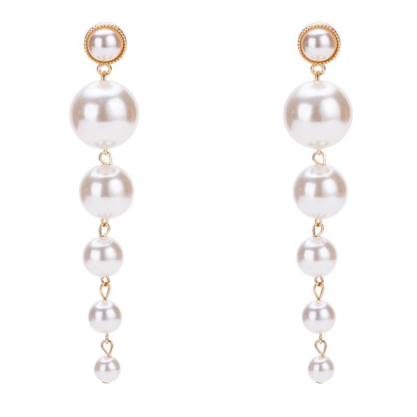 

long imitation pearl earrings fashion drop dangle earrings for women ear drops brinco 2018 statement jewelry, Silver