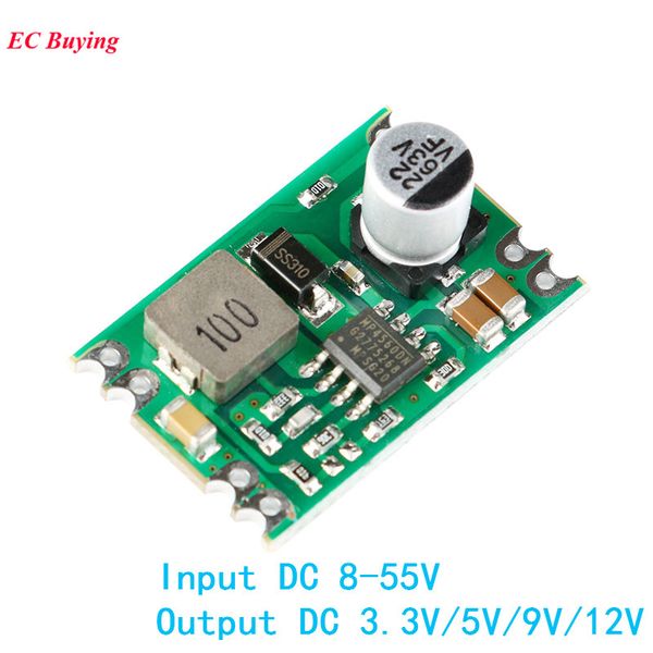 

dc dc step down power supply module buck regulated board 2a input 8-55v output 3.3v/5v/9v/12v a04 electronic diy pcb