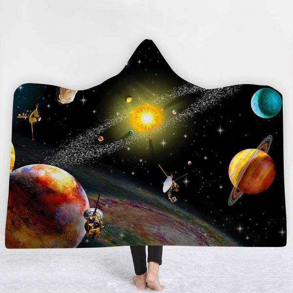

universe starry sky printed microfiber hooded blanket for adults kids sherpa fleece galaxy wearable throw blankets on the sofa