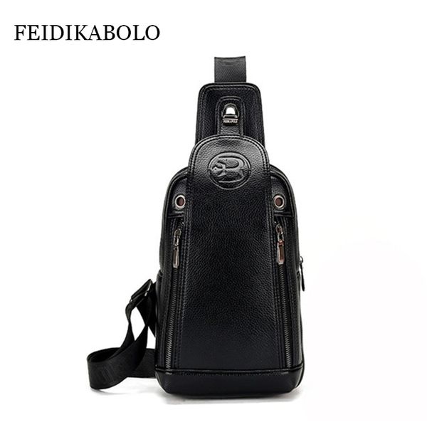 

feidikabolo theftproof magnetic button open leather mens chest bags fashion travel crossbody bag man messenger bag