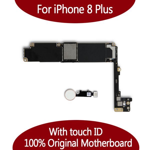 Para iphone 8 plus 64gb 256gb placa-mãe original com impressão digital sistema ios placa lógica mainboard com touch id desbloqueado