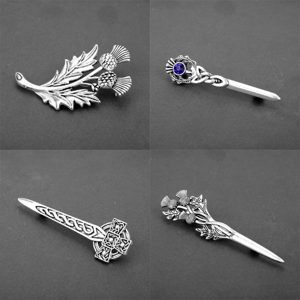 

dongsheng scotland thistle sword brooches pins fashion outlander jewelry national flower brooches for men women cosplay gift-40, Gray