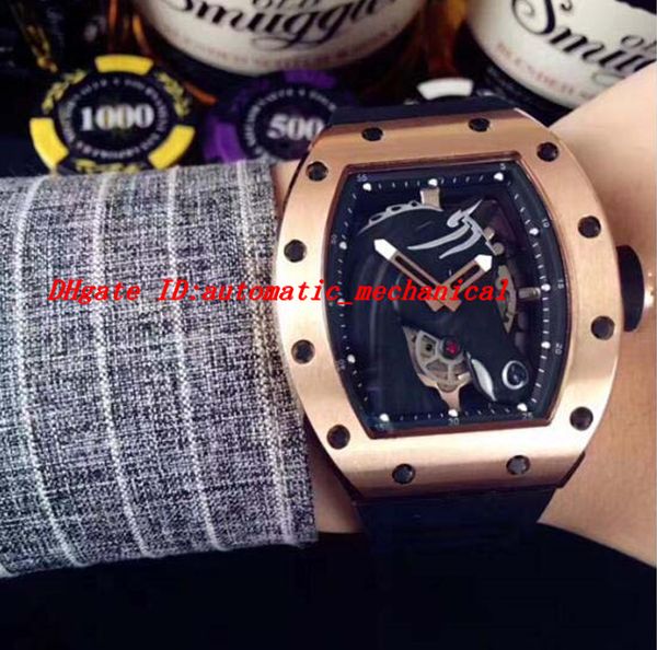 

luxury 2018 new wristwatches rose gold bezel rubber strap automatic men's watch fashion brand watches, Slivery;brown