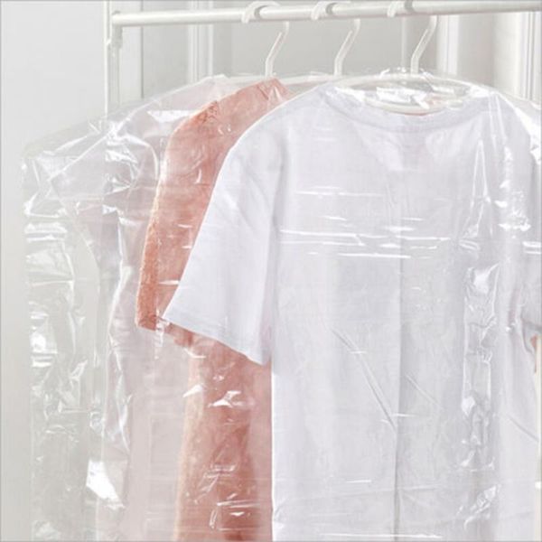 

20pcs/lot plastic transparent cleanning cloth dust cover hanging pocket storage bag wardrobe clothing