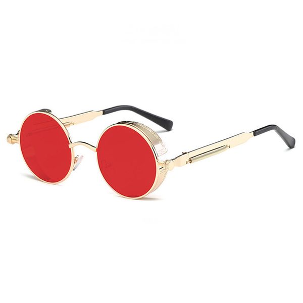 Donne in metallo rotondo occhiali da sole unisex resistente stile killer stile steampunk design eyewear decora la vite Spring e lenti a mercurio