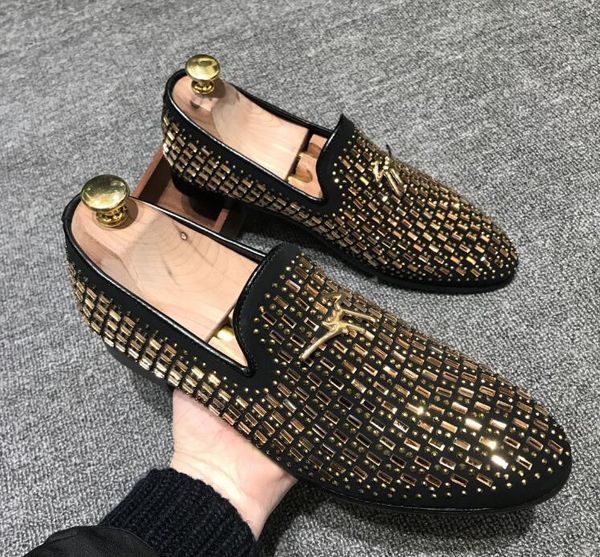 

men's wedding shoes men's velvet, water diamond loafers, velvet slippers, english dress shoes men's flats wedding shoe and pa, Black