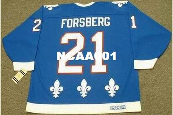 

men #21 peter forsberg quebec nordiques 1994 ccm vintage retro home hockey jersey or custom any name or number retro jersey, Black;red