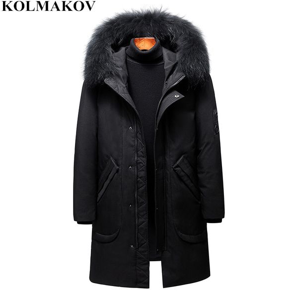

kolmakov men's clothing 2018 new classic mens thick 85% duck down coats winter black, red, white hooded overcoats for men m-3xl