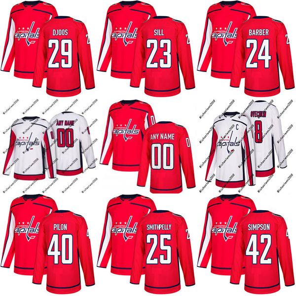 

2017-2018 Season 23 Zach Sill 24 Riley Barber 25 Devante Smith-Pelly 29 Christian Djoos Washington Capitals Custom Hockey Jersey