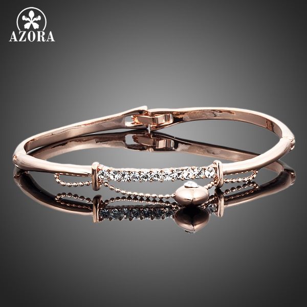 

whole saleazora gold color stellux austrian crystal heart charm bangle bracelet for valentine's day gift tb0004, Black