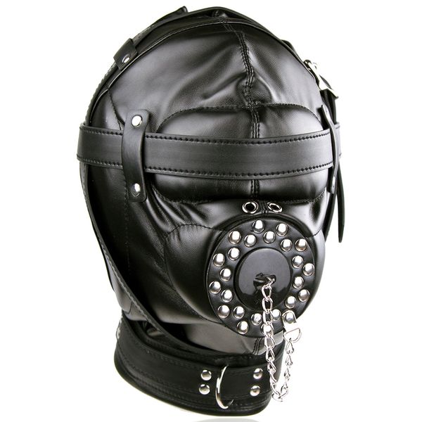 

couple fetish game harness headgear oral mask head bondage restraint costume for covered hood sm toy women men leather s1017 rulp