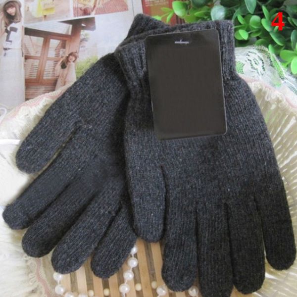 

2017 new men women woolen thermal mittens gloves winter thick cotton warm knitting full finger plain olor gloves guantes, Blue;gray