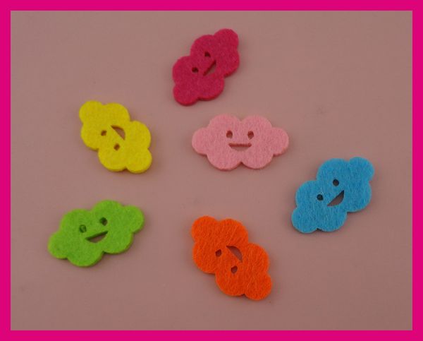 

200pcs 2.2cm*3.4cm colorful smile pattern felt cartoon clouds appliques patches,non-woven cloud motifs for children diy stuff, Bronze;silver
