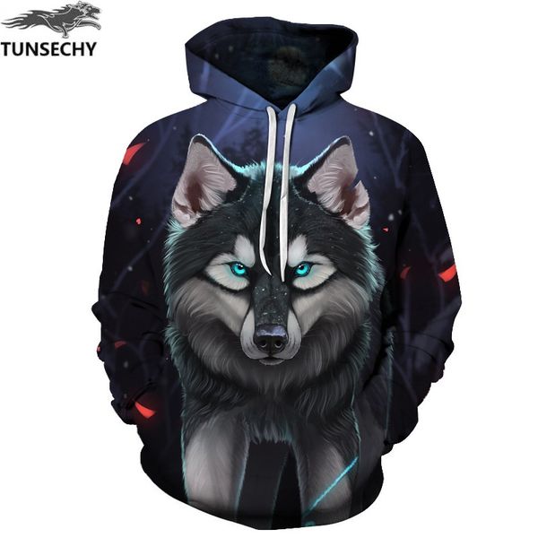 

tunsechy brand new sweatshirts men/women hooded hoodies 3d print wolf spring autumn sweatshirts with hat hoody s-xxxl, Black