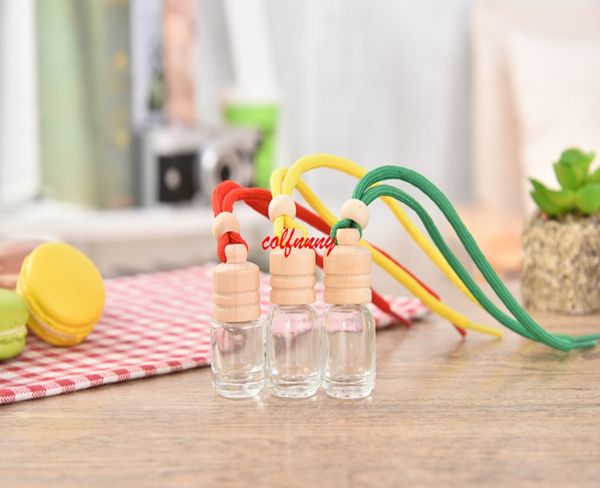 

100pcs/lot 8ml car accessories glass perfume bottle refillable empty automatic volatilization hang strap bottle pendant fxs04