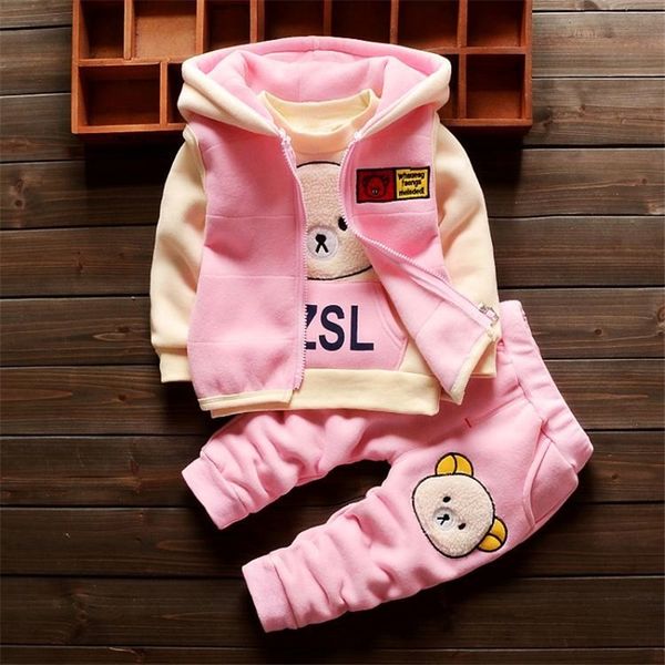 

baby boy girl clothing sets 3pcs cartoon autumn winter hooded clothes for toddler boys outfit suit, White