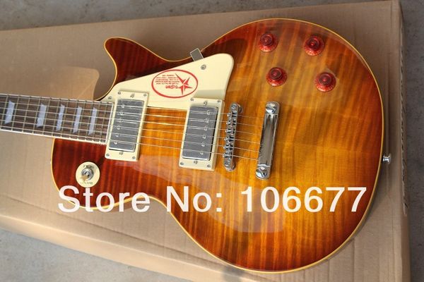 

2014 new arrival flame maple g les standard brown electric guitar lp guitar ing