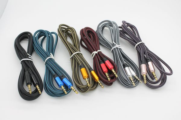 AUX-Audiokabel mit zwei Steckern, 1,8 m, 3,5 mm vergoldete Anschlüsse, geflochtenes Metallkabel von DHL 100+