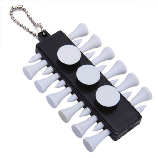 

golf tee holder carrier+3pcs golf ball markers+12pcs wooden tees (white