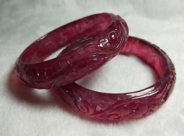 

57mm beautiful hand-carved chinese red ruyi jadeite jade bangle bracelet, Golden;silver