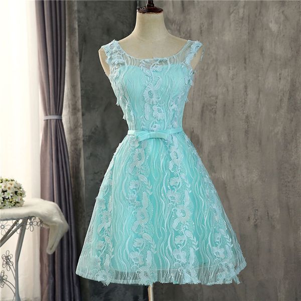 

2018 backless lace short prom dresses with bow lace up homecoming cocktail party special occasion gown vestido fiesta bh13, Blue;pink