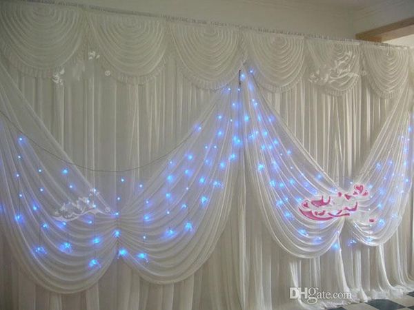 3mx6m White Ice Silk Wedding Backdrop Curtain Angle Wings Sequine