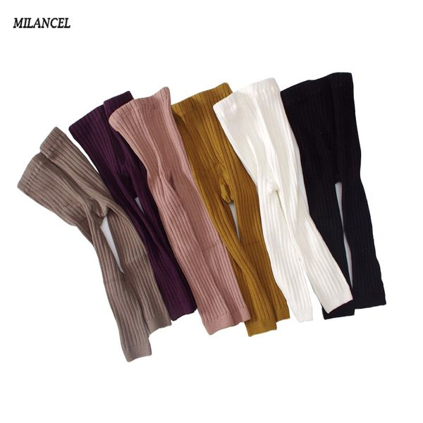 Outono Meninas Leggings Listrado Meninas Magras Costela Leggings Cintura Alta Crianças Roupas para Roupas de Bebê Por Atacado