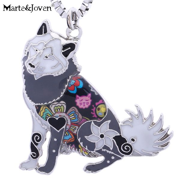 

marte&joven unique alaskan malamute pendant necklace for women girls birthday gift personalized dog lover collection jewelry, Silver