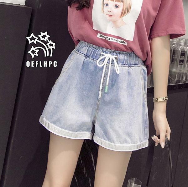 

denim shorts broad leg pants women's clothing women's jeans casual fashion clothes cowboy pants denim shorts wathet elastic waist, Blue