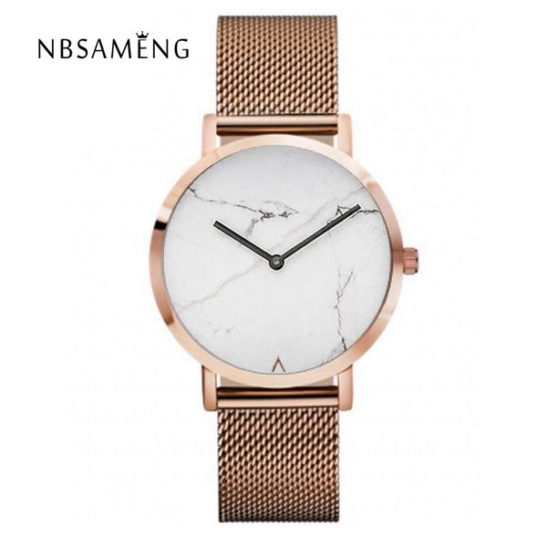 

vintage brand woman fashion watch minimalist marble dial clock men women retro luxury gold wristwatches lovers watch lz2188, Slivery;brown