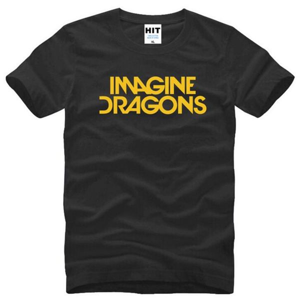 

rock band imagine dragons letter printed t shirts men summer short sleeve o-neck cotton men's t-shirt rock hip hop male tees, White;black