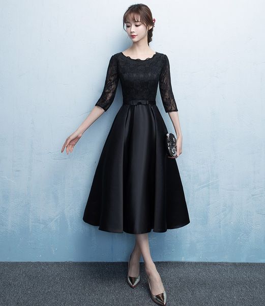 

Новый Урожай Чай Длина Скромные Платья Подружки Невесты С Половиной Рукава Круже