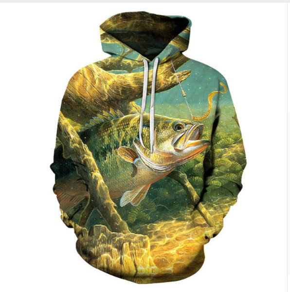

wholesale--fish hoodies 3d hoodies sweatshirts men 3d pullover funny print tracksutis casual coats boy streetwear male outwear new, Black
