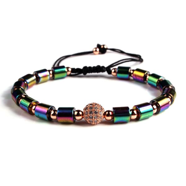 

micro-inlaid zircon black bile stone crown woven bracelet fashion bracelet factory direct