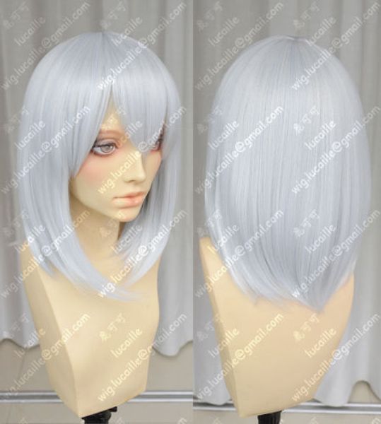 

cos silver white short straight cosplay wig, Black