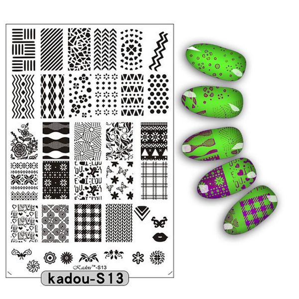 

1pcs 16 designs xl nail stamping plates fashion lace/flower/animal/ pattern templates for polish nail stamp, White