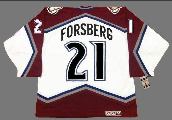 

real men real full embroidery #21 peter forsberg 1996 .2001 hockey jersey or custom any name or number jersey, Black;red