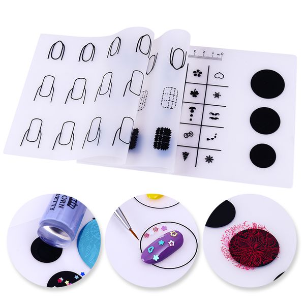 

mini silicone stamping pad nail practice tool portable fingernails template mat foldable diy manicure nail art tool, White