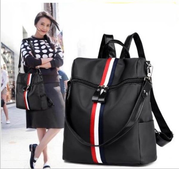

backpack waterproof oxford nylon black red white big pair backpack soft surface simple light casual bag
