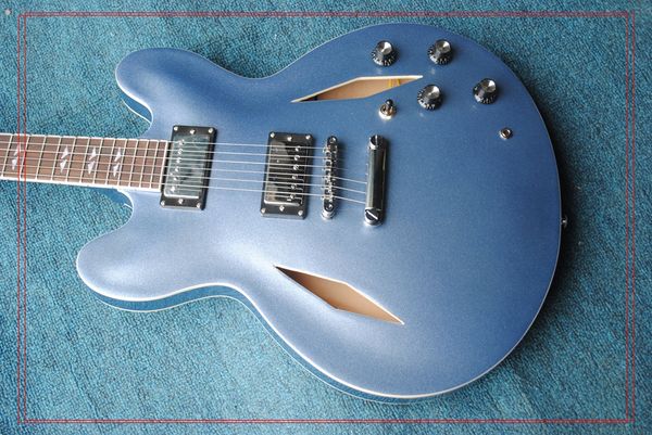 

горячие продажи пользовательских дэйв грол подпись металлический синий джаз полые тела электрогитары