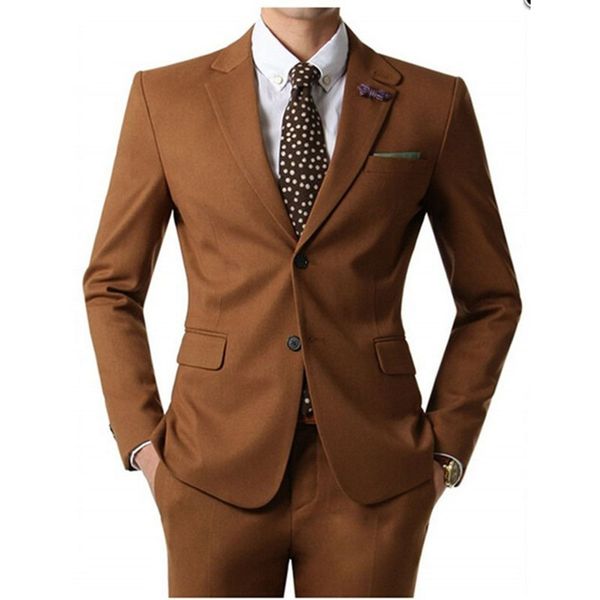 

slim fit groomsmen notch lapel groom men suit tuxedo brown mens suits wedding man men suits for wedding (jacket+pants, White;black