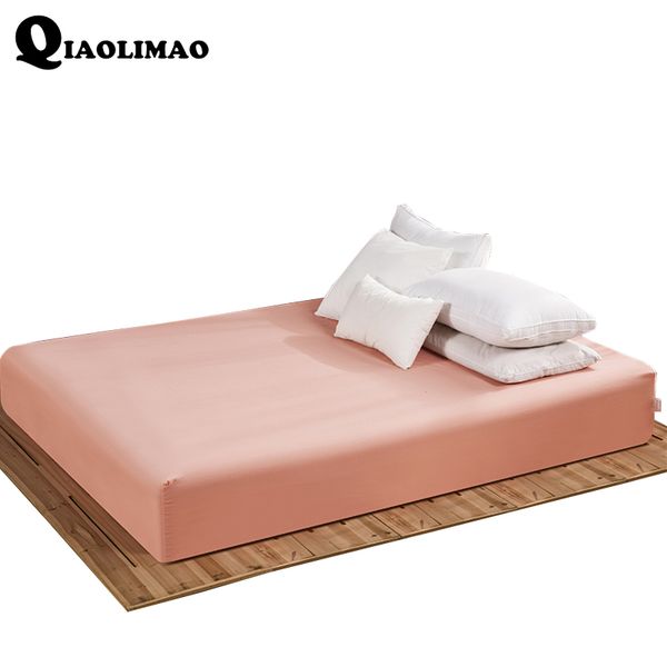 Poliéster equipado folha de cama de cor sólida com elástico colchão de colchão de cama cama 160 * 200 cm pode ser personalizado por atacado
