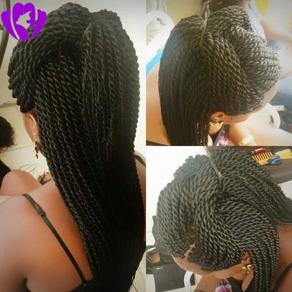 

new brazilian micro havana twist wig black/burgundy box braided lace front wigs with baby hair synthetic fiber wigs can do ponytail