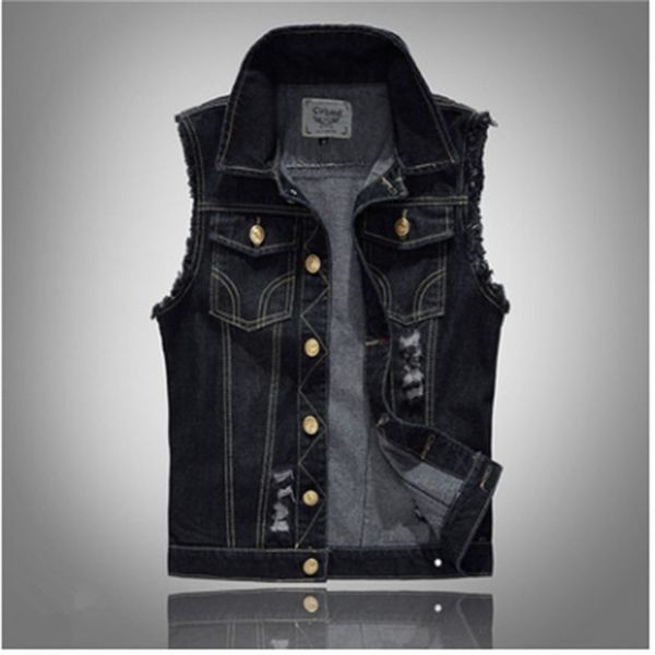 

denim vest men new spring-autumn men jean vest 2018 korean style casual fashion plus size s-6xl, Black;white