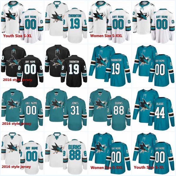 

New Season Ryan Merkley 19 Joe Thornton 9 Evander Kane 88 Brent Burns 35 Logan Couture 44 Marc-Edouard Vlasic San Jose Sharks Hockey Jerseys
