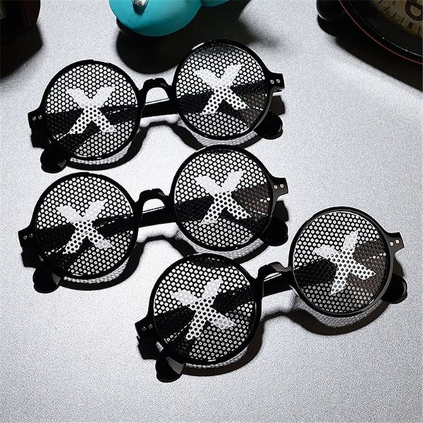 

anti myopia pinhole glasses men fifth personality cos round eyeglasses women button button eye visible cosplay props eyesight, White;black