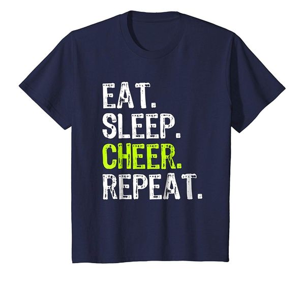 

eat sleep cheer repeat cheerleading loose black men t-shirts homme tees shirt, White;black