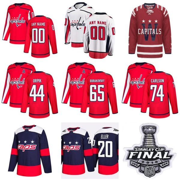 

Man Woman Youth Washington Capitals Hockey 20 Lars Eller Jersey 74 John Carlson 44 Brooks Orpik Dmitry Orlov Custom Any Name Red White Blue