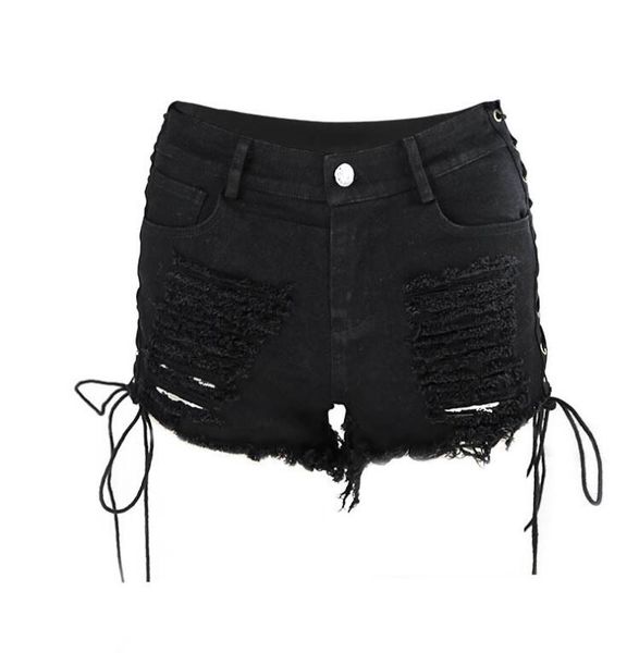 

2018 summer loose denim shorts, White;black